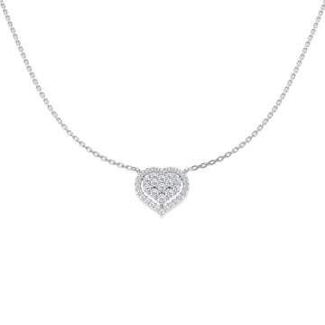 0.54ct lab-grown diamond double heart cluster necklace in 9ct white gold