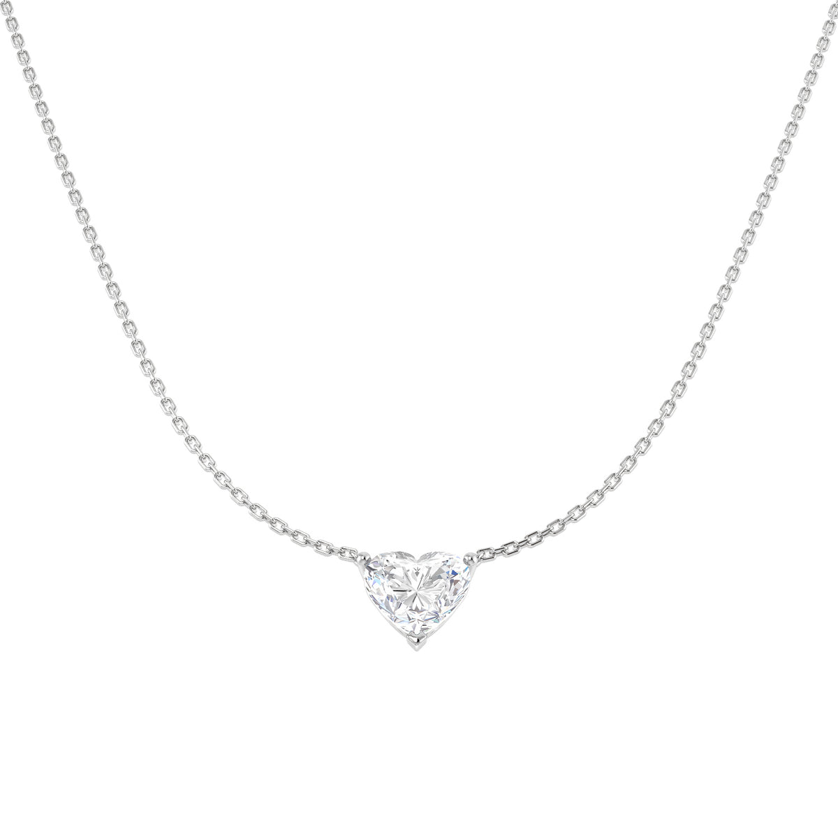 2.03ct lab-grown diamond heart-cut solitaire necklace in 9ct white gold