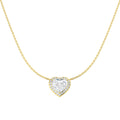 3.37ct lab-grown diamond heart-cut halo necklace in 9ct yellow gold