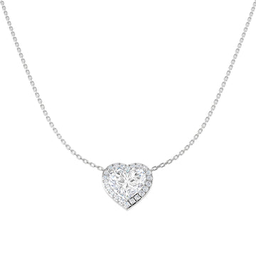 2.78ct lab-grown diamond heart-cut halo necklace in 9ct white gold