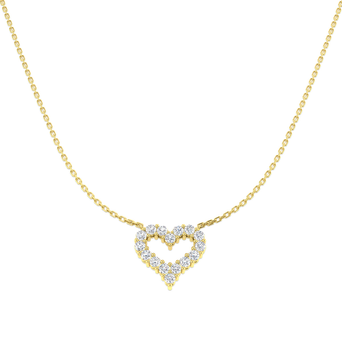 0.66ct lab-grown diamond open heart necklace in 9ct yellow gold