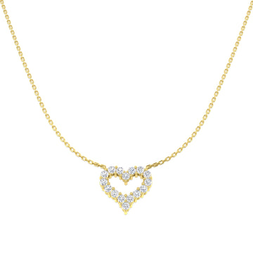 0.66ct lab-grown diamond open heart necklace in 9ct yellow gold