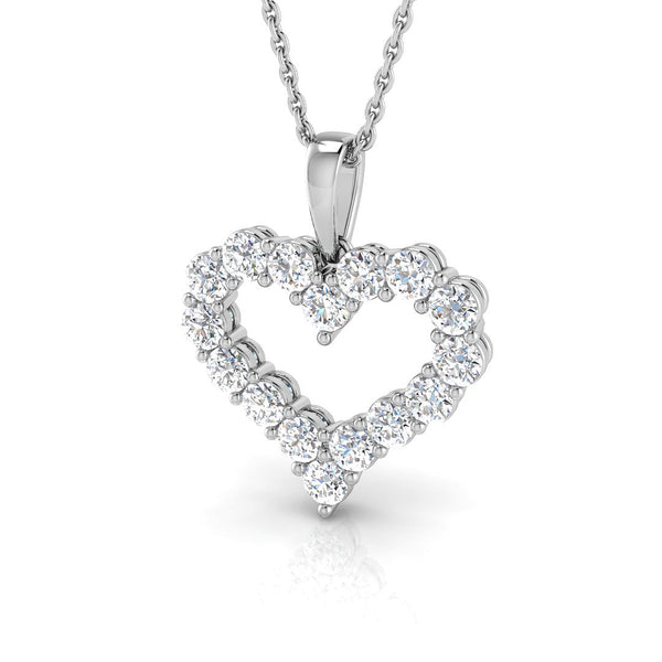 0.99ct Lab-Grown Diamond Scalloped Open Heart Pendant Necklace