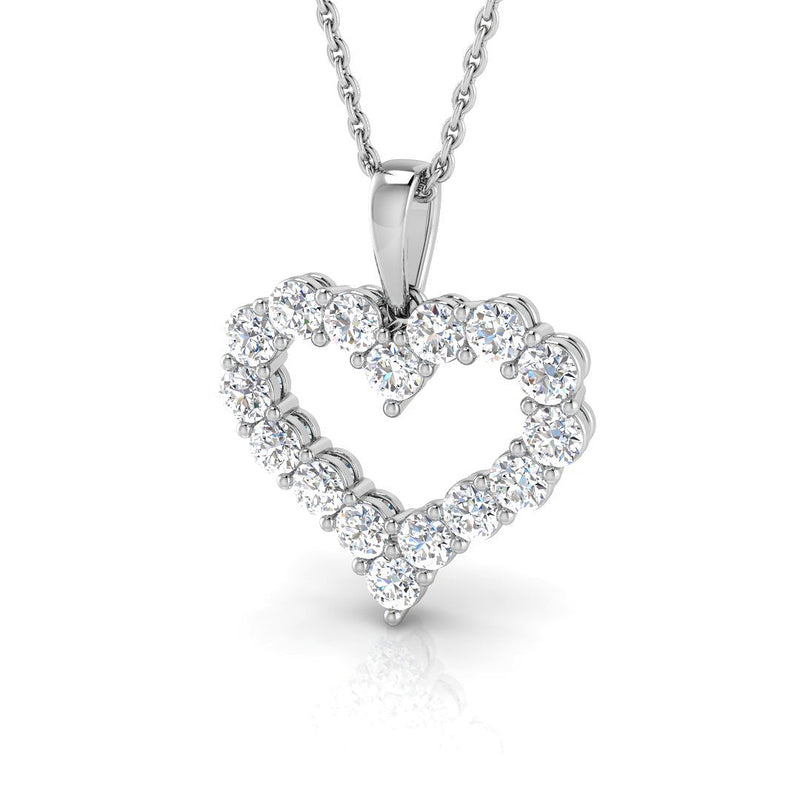 0.99ct Lab-Grown Diamond Scalloped Open Heart Pendant Necklace
