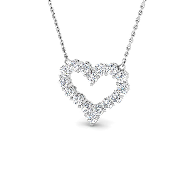 0.94ct Lab-Grown Diamond Scalloped Open Heart Pendant Necklace