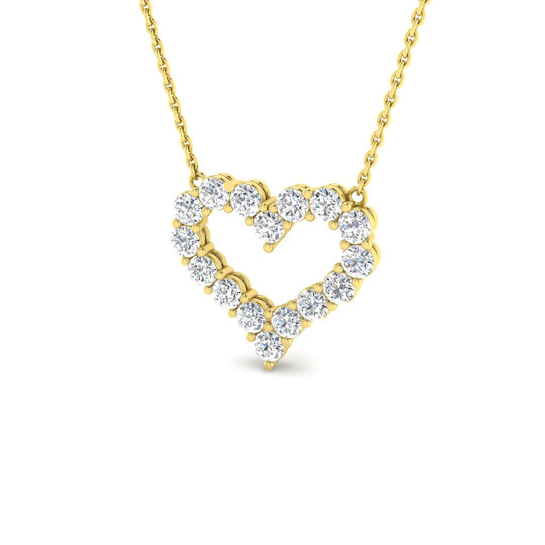 0.94ct lab-grown diamond scalloped open heart necklace in 9ct yellow gold