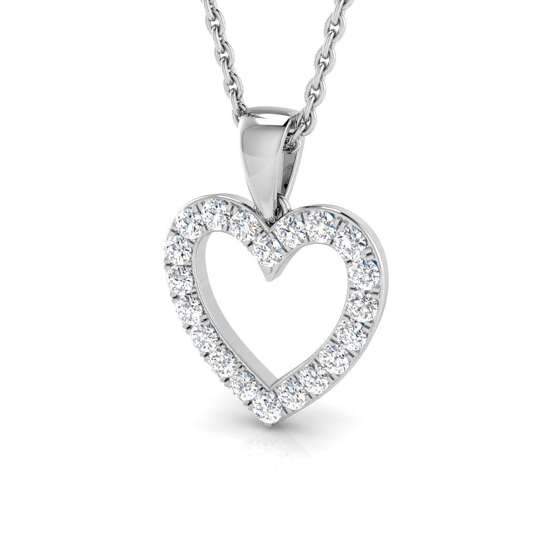 0.25ct lab-grown diamond diamond-set open heart pendant necklace in 9ct white gold