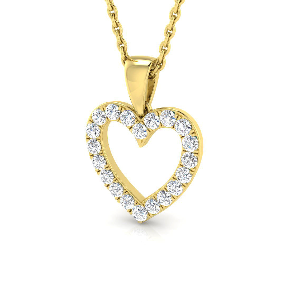0.25ct lab-grown diamond diamond-set open heart pendant necklace in 9ct yellow gold
