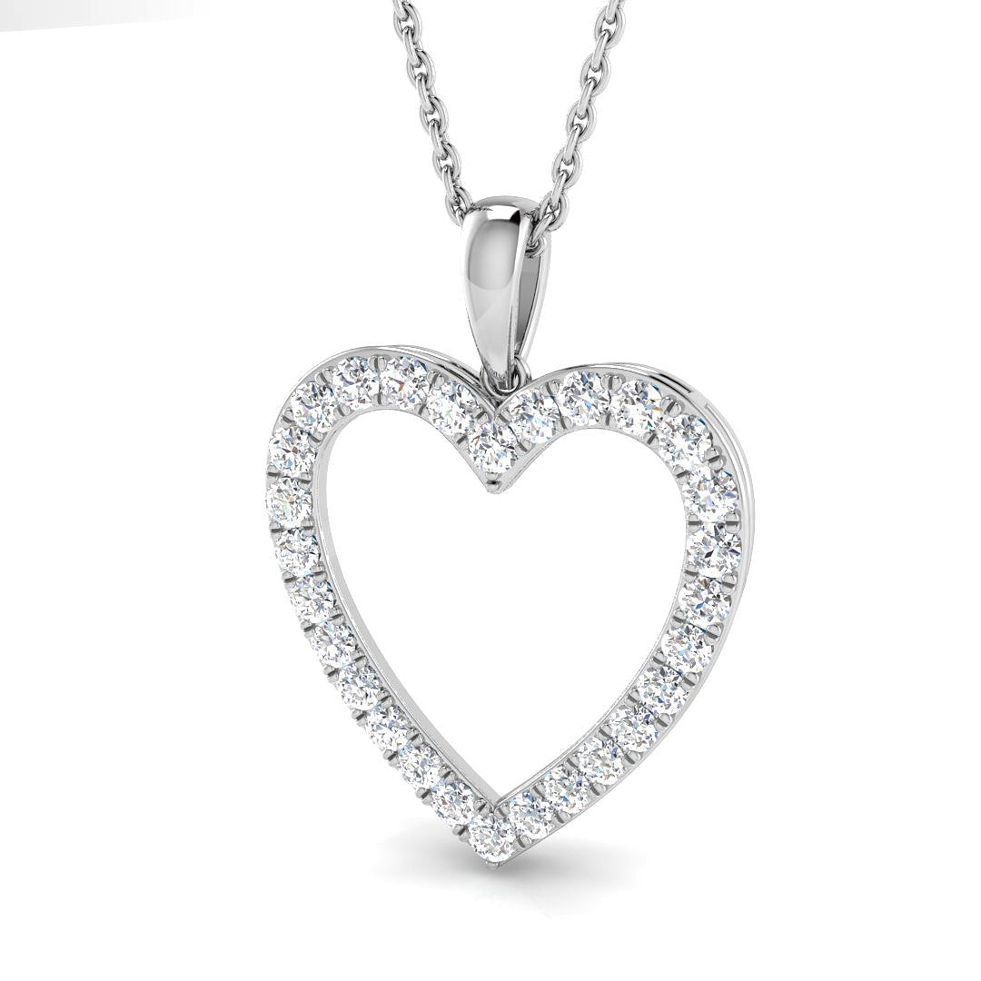 0.49ct lab-grown diamond diamond-set open heart pendant necklace in 9ct white gold