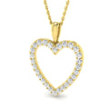 0.49ct lab-grown diamond diamond-set open heart pendant necklace in 9ct yellow gold
