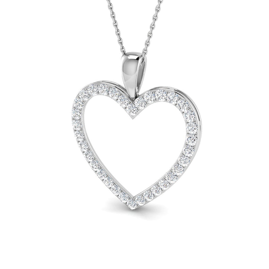 1ct lab-grown diamond diamond-set open heart pendant necklace in 9ct white gold