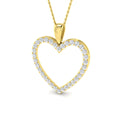 1ct lab-grown diamond diamond-set open heart pendant necklace in 9ct yellow gold