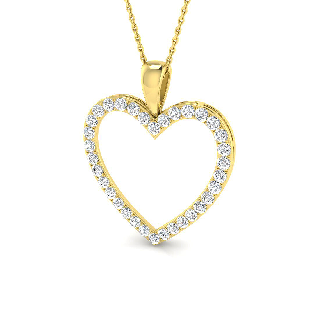 1ct lab-grown diamond diamond-set open heart pendant necklace in 9ct yellow gold