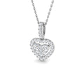 0.44ct lab-grown diamond three-stone heart halo pendant necklace in 9ct white gold