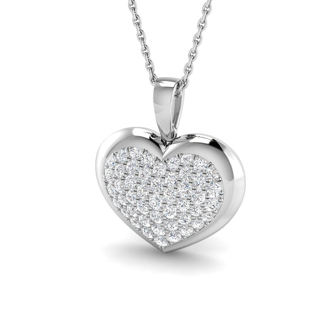 0.61ct lab-grown diamond pavé heart pendant necklace in 9ct white gold