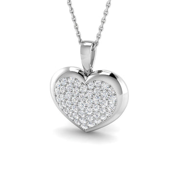0.61ct lab-grown diamond pavé heart pendant necklace in 9ct white gold