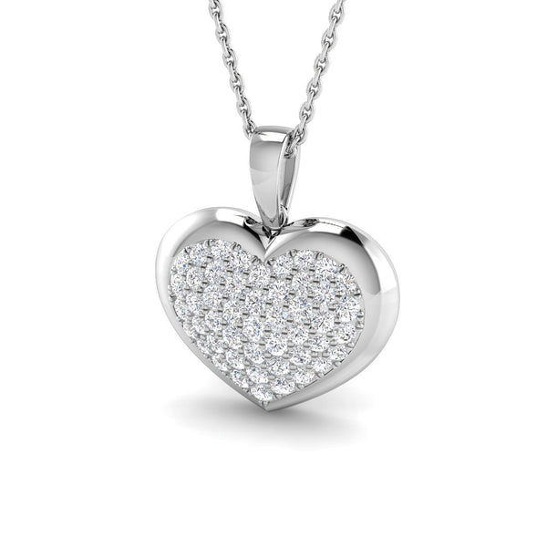 0.61ct Lab-Grown Diamond Pavé Heart Pendant Necklace
