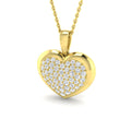 0.61ct lab-grown diamond pavé heart pendant necklace in 9ct yellow gold