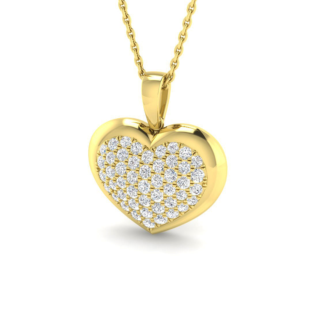 0.61ct lab-grown diamond pavé heart pendant necklace in 9ct yellow gold