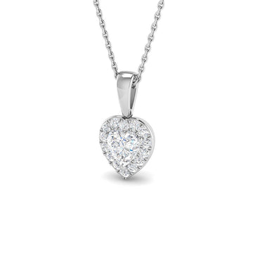 0.7ct lab-grown diamond heart-cut halo pendant necklace in 9ct white gold