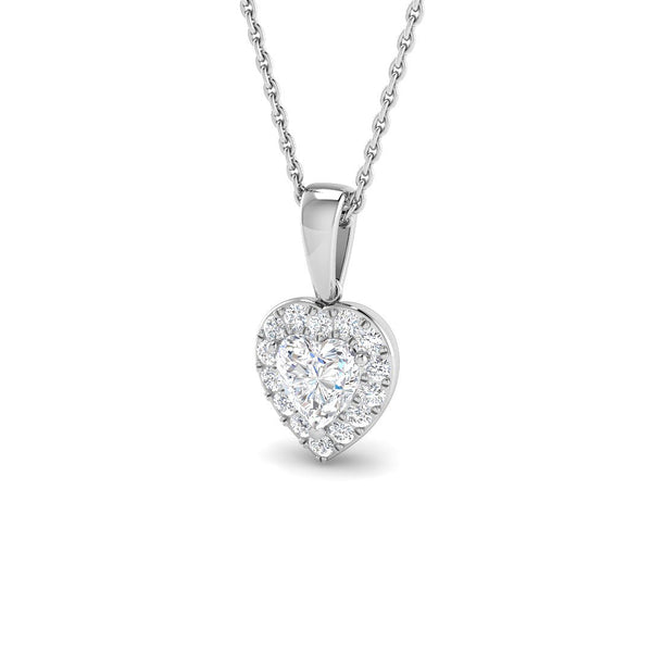 0.7ct Lab-Grown Diamond Heart-Cut Halo Pendant Necklace