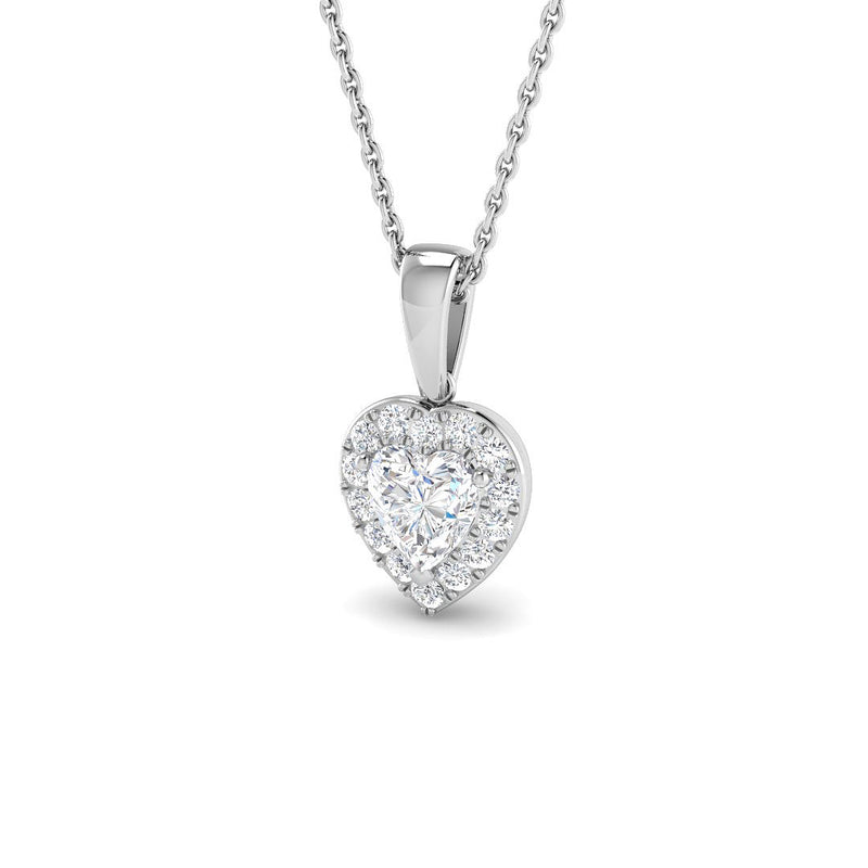 0.7ct Lab-Grown Diamond Heart-Cut Halo Pendant Necklace