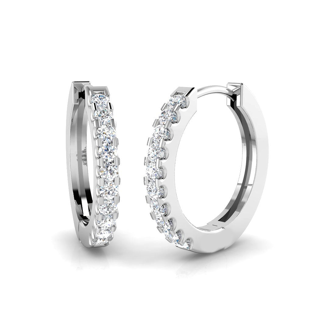 0.19ct lab-grown diamond classic single-row huggie hoop earrings in 9ct white gold