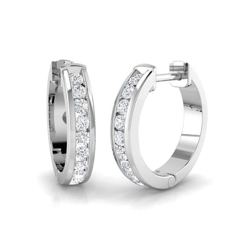 0.35ct lab-grown diamond channel-set small hoop earrings in 9ct white gold