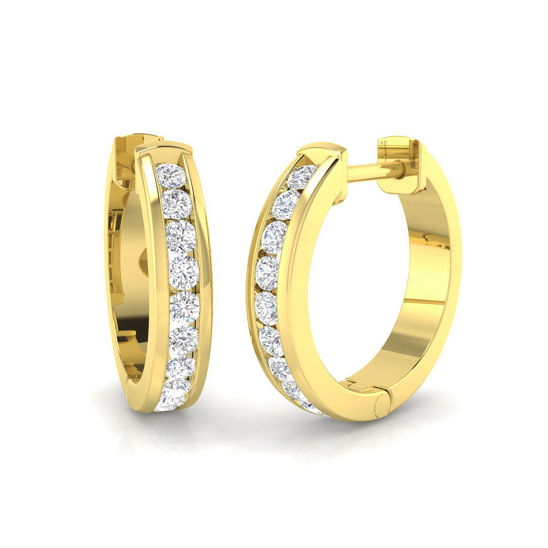 0.35ct lab-grown diamond channel-set small hoop earrings in 9ct yellow gold