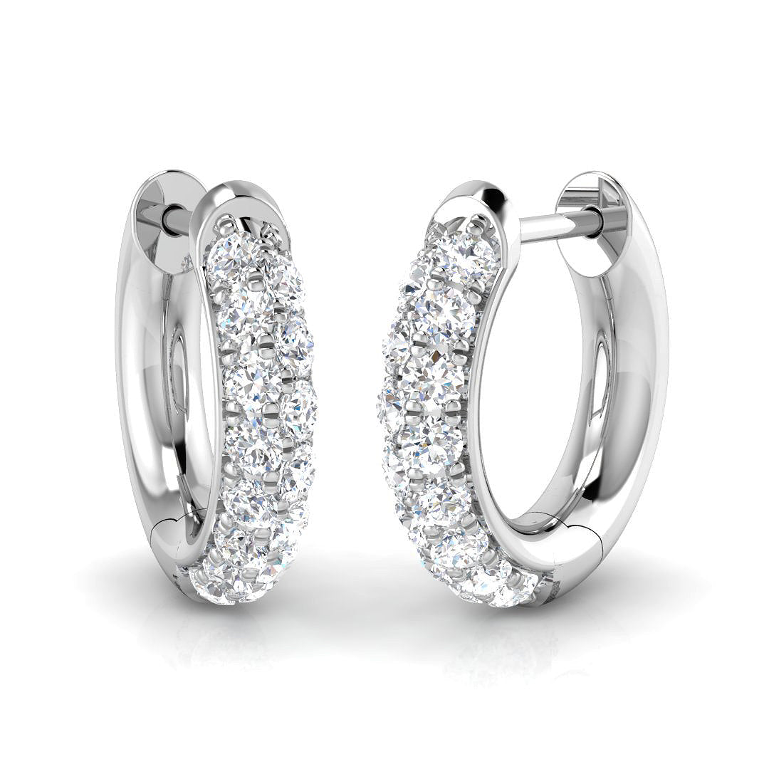0.4ct lab-grown diamond double-row huggie hoop earrings in 9ct white gold