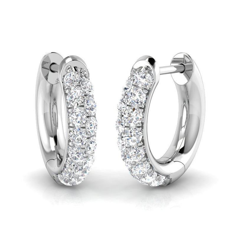 0.4ct Lab-Grown Diamond Double-Row Huggie Hoop Earrings