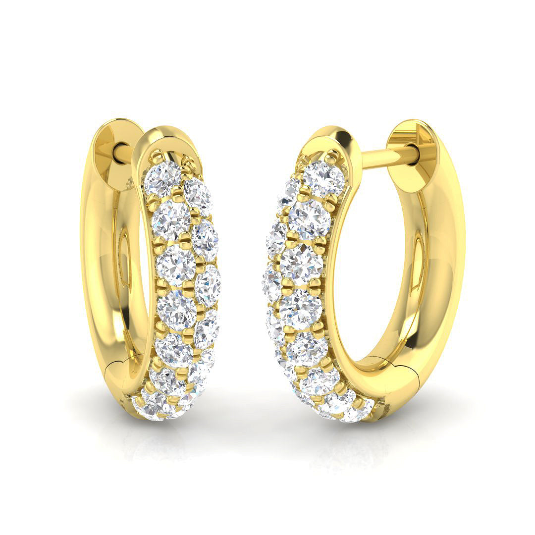 0.4ct lab-grown diamond double-row huggie hoop earrings in 9ct yellow gold