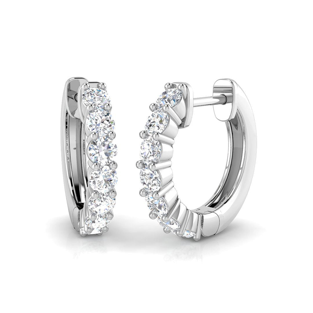 0.74ct lab-grown diamond seven-stone small hoop earrings in 9ct white gold