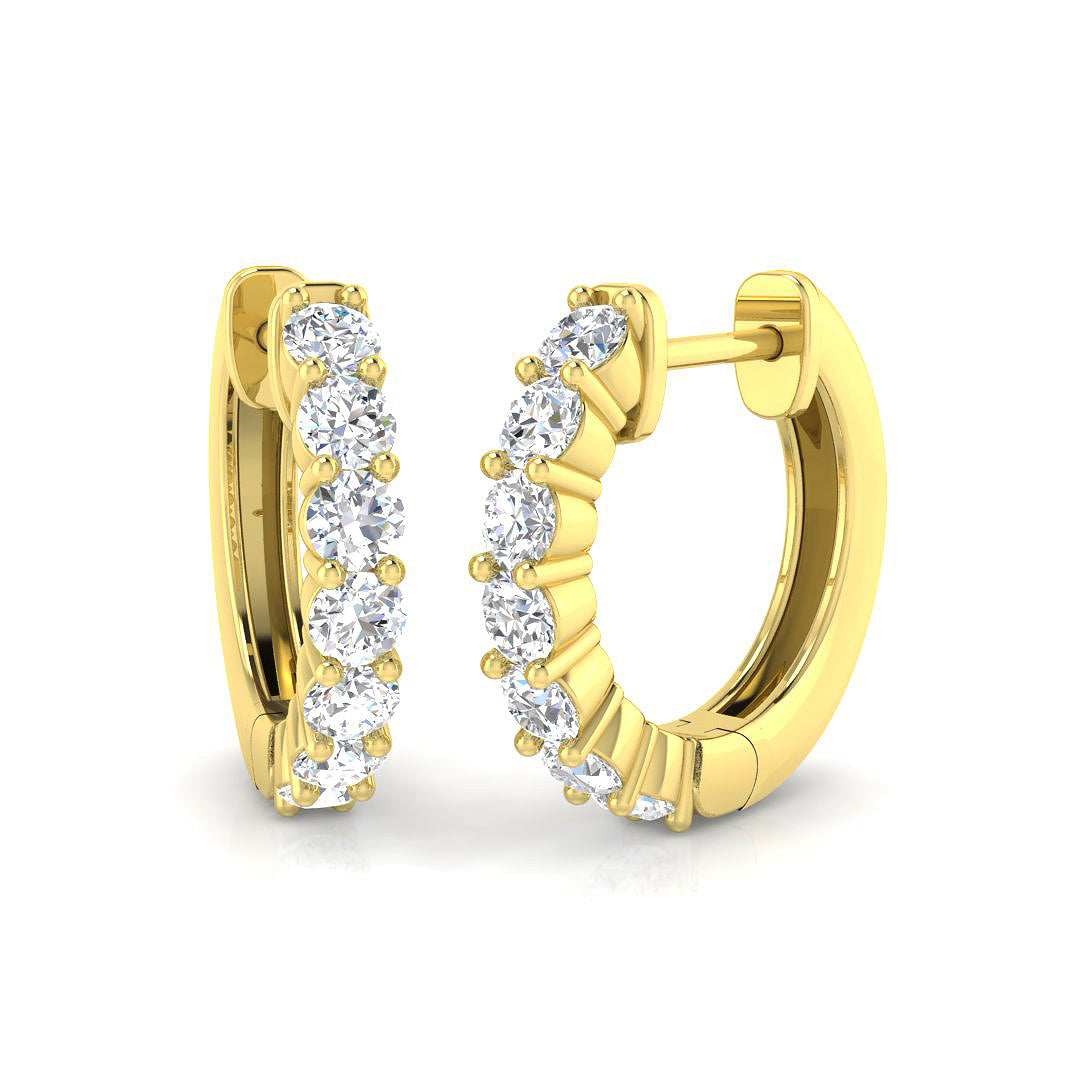 0.74ct lab-grown diamond seven-stone small hoop earrings in 9ct yellow gold