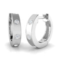 0.11ct lab-grown diamond flush-set three-stone huggie hoop earrings in 9ct white gold