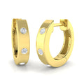 0.11ct lab-grown diamond flush-set three-stone huggie hoop earrings in 9ct yellow gold