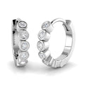 0.17ct lab-grown diamond round rubover huggie hoop earrings in 9ct white gold