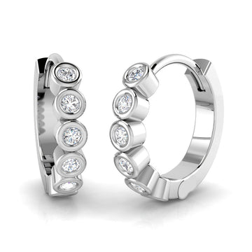 0.17ct lab-grown diamond round rubover huggie hoop earrings in 9ct white gold