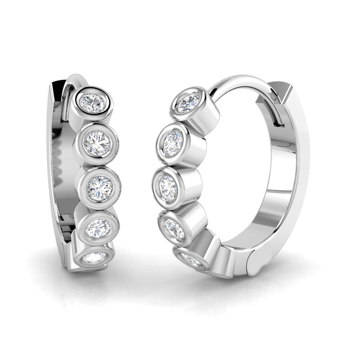 0.17ct lab-grown diamond round rubover huggie hoop earrings in 9ct white gold