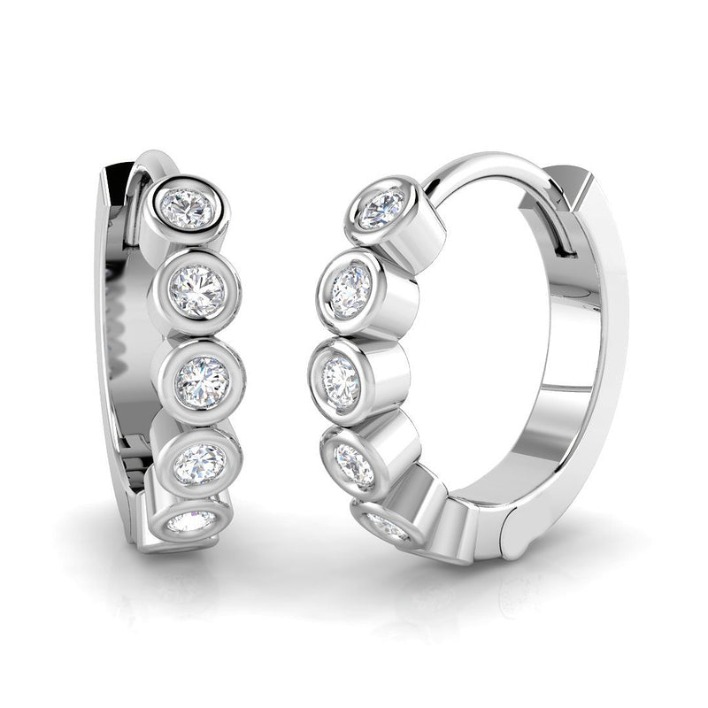 0.17ct Lab-Grown Diamond Round Rubover Huggie Hoop Earrings