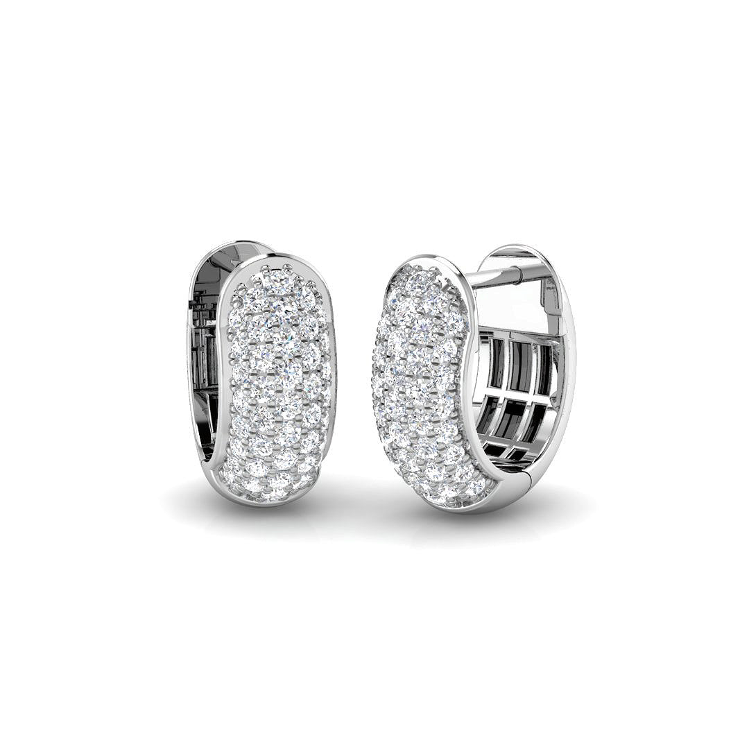 0.57ct lab-grown diamond oval pavé huggie hoop earrings in 9ct white gold