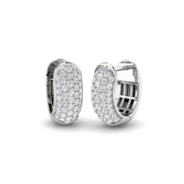 0.57ct lab-grown diamond oval pavé huggie hoop earrings in 9ct white gold