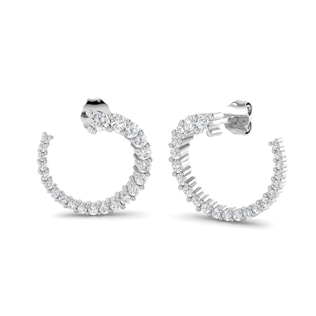 0.98ct lab-grown diamond graduated open hoop earrings in 9ct white gold