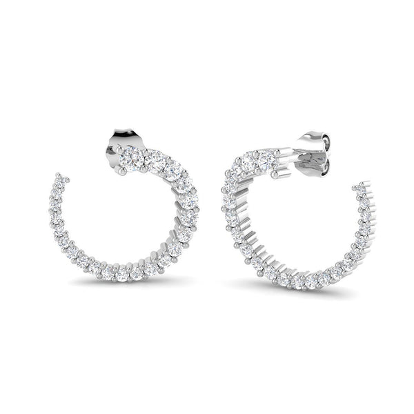 0.98ct Lab-Grown Diamond Graduated Open Hoop Earrings