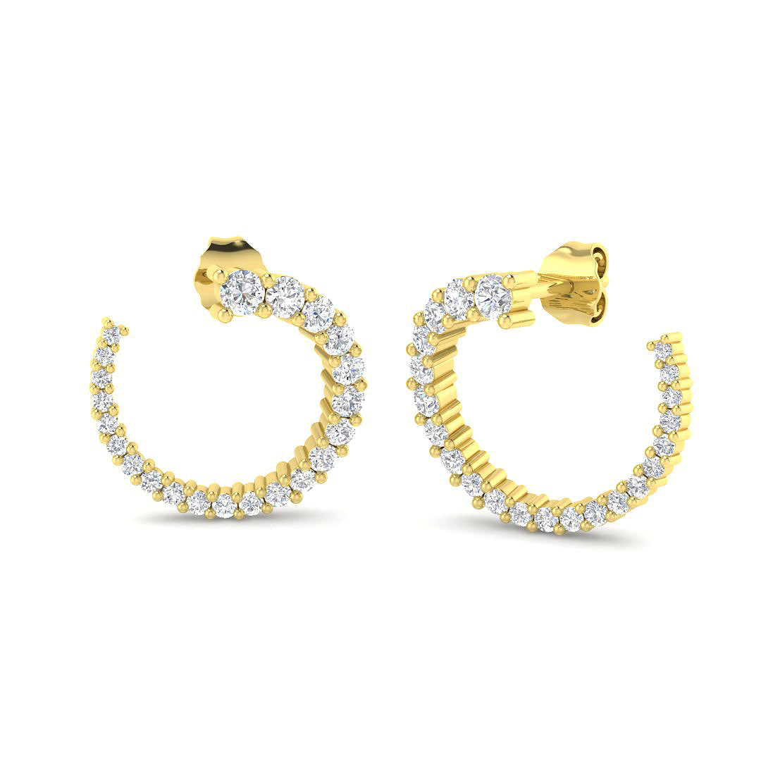 0.98ct lab-grown diamond graduated open hoop earrings in 9ct yellow gold