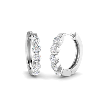 0.58ct lab-grown diamond five-stone huggie hoop earrings in 9ct white gold