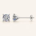 White gold four-claw martini diamond studs with open tapered setting and no gallery rail