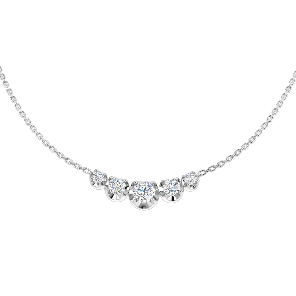 Lab-grown diamond graduated five-stone necklace