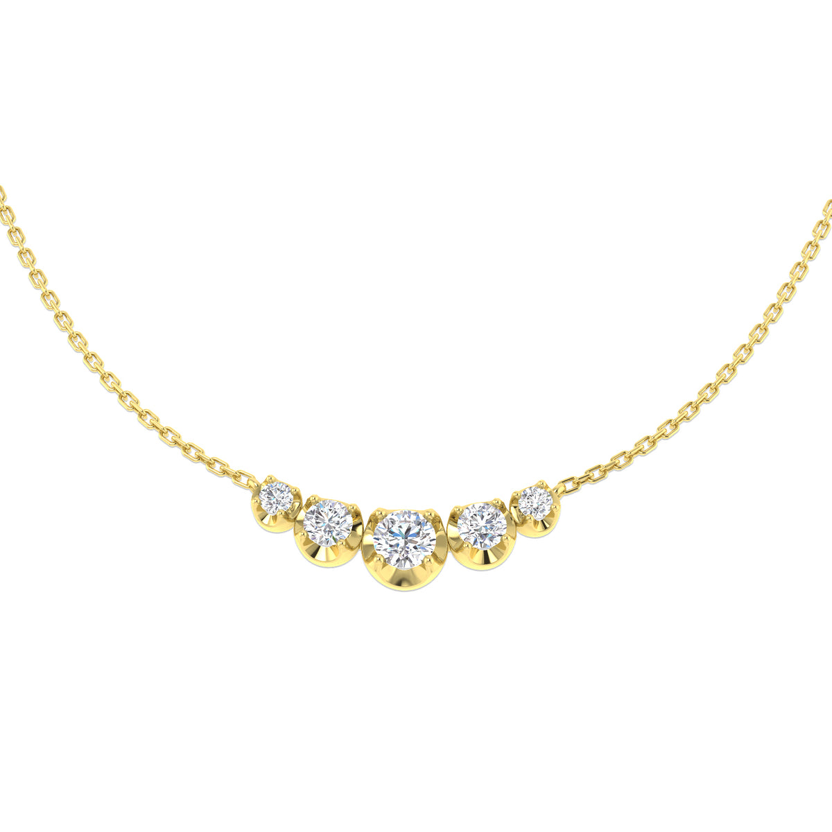 Lab-grown diamond graduated five-stone necklace