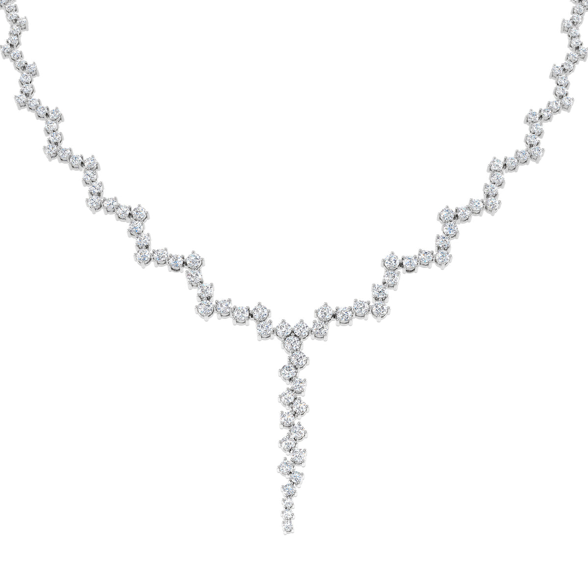 Lab-grown diamond cluster y-drop statement necklace